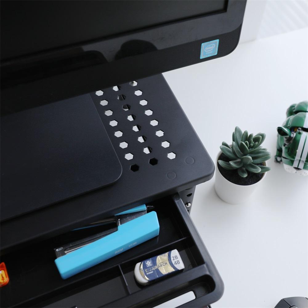 Masuta pentru laptop, Zola, 37 x 23.5 x 10.5 cm, blat perforat, inaltime reglabila, sertar, neagra Masuta pentru laptop, Zola, 37 x 23.5 x 10.5 cm, blat perforat, inaltime reglabila, sertar, neagra